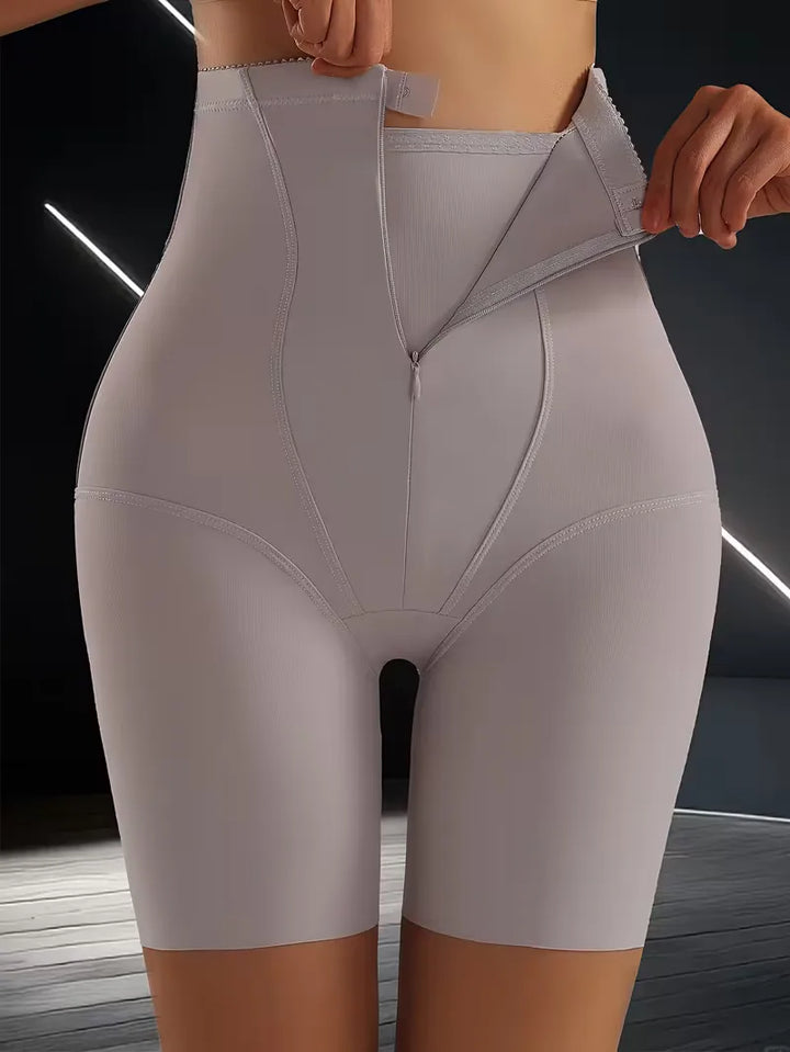 Zwarte dames corrigerende shapewear boxer met hoge taille, voor buikcontrole & een gelifte bil.