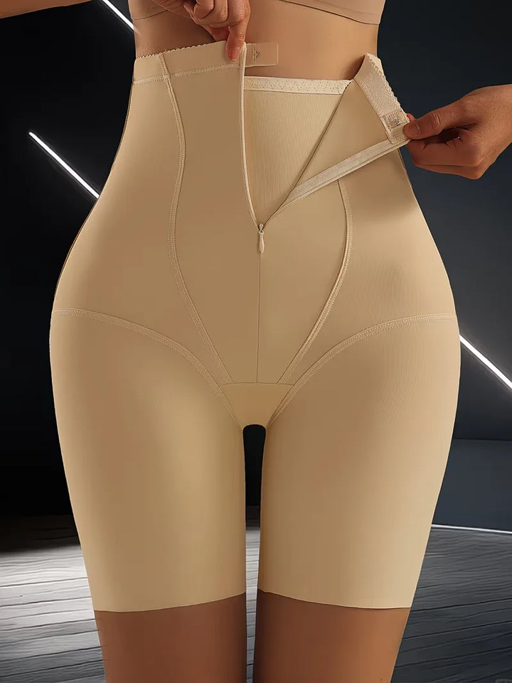 Corrigerend ondergoed: zwarte dames hoge taille boxer shapewear, buikcontrole & billiftend design.
