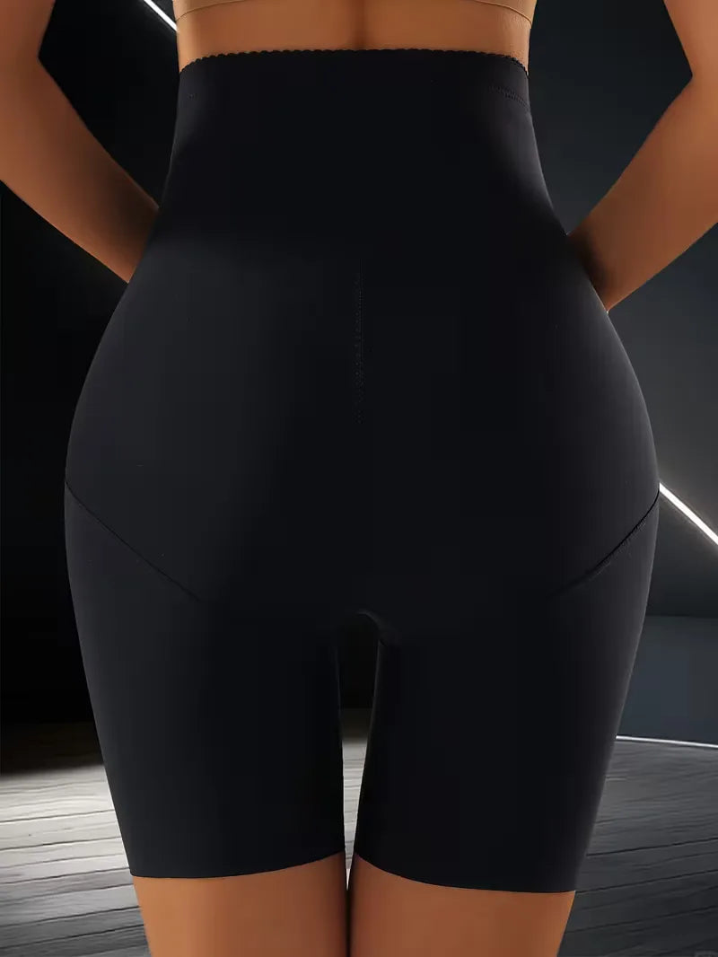 Dames shapewear boxer, zwart, hoge taille, billiftend en slankmakend, ideaal voor fitness.
