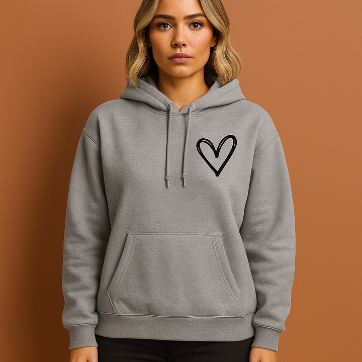 Veelzijdige dames hoodie met hartprint; modieuze casual kleding voor elke dag, perfect voor winter & herfst.