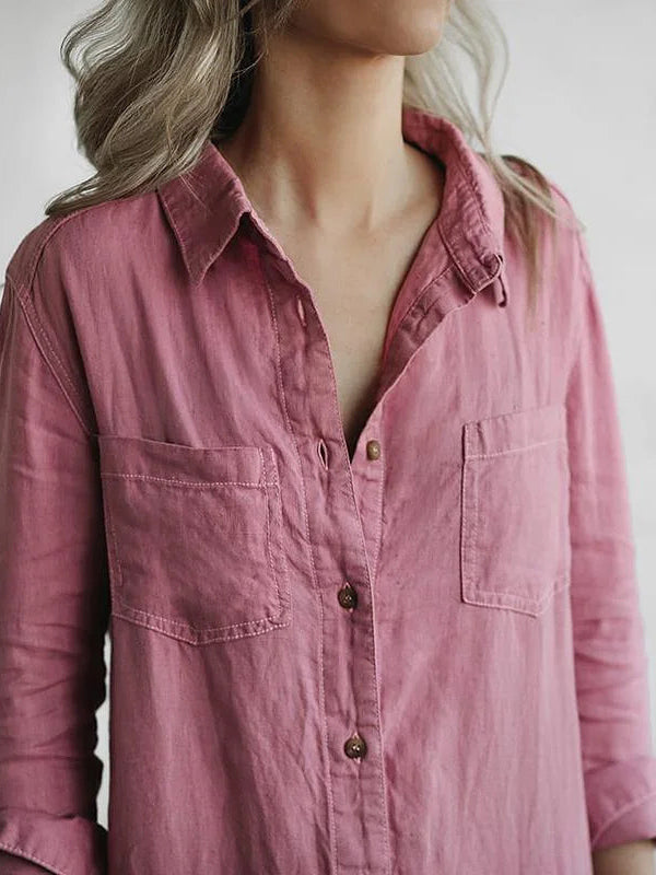 Hoymans dames linnen jumpsuit met knoopsluiting, een comfortabele vintage stijl voor vrouwenmode.