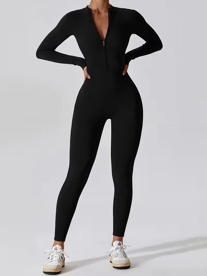 Dames jumpsuit met lange mouwen, hoge taille en slanke pasvorm, veelzijdig en comfortabel.