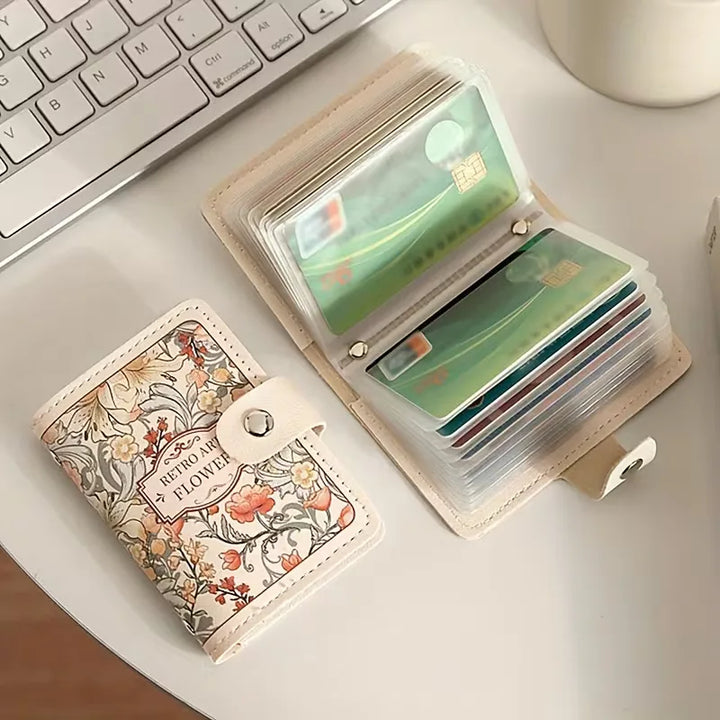 Dames kaarthouder met elegante bloemenprint, ideaal voor al je pasjes en creditcards.