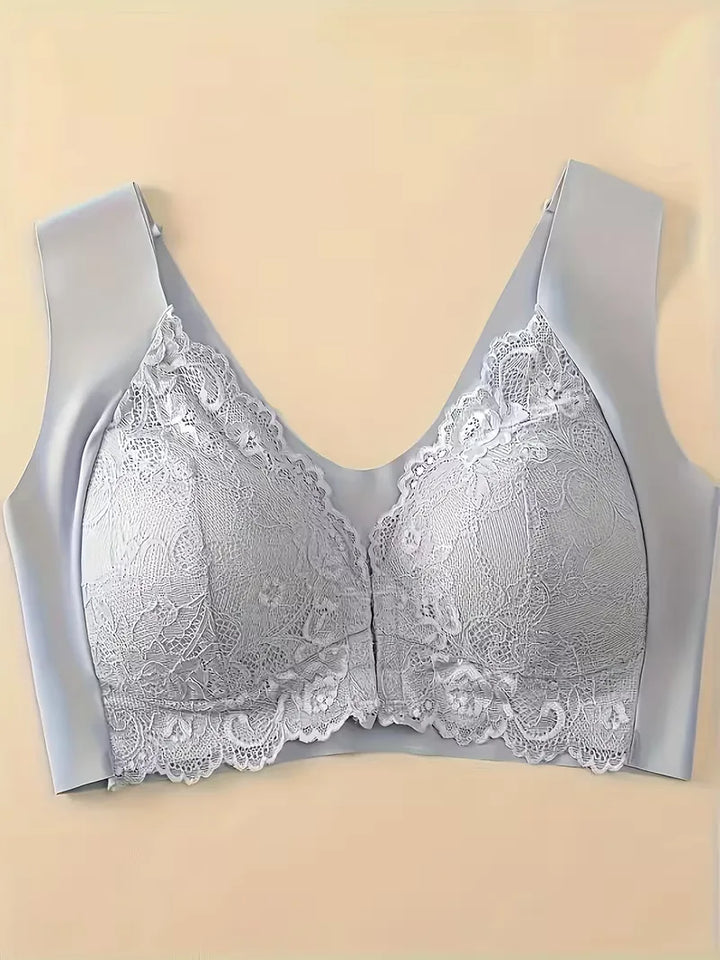 Witte dames kanten bh, voorsluiting, naadloos, zacht voor optimaal comfort.