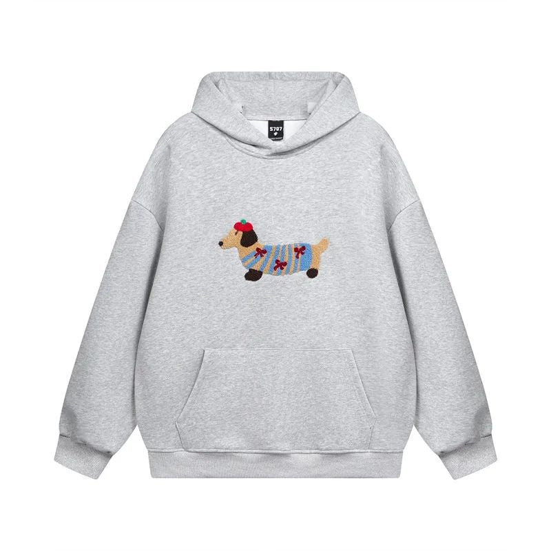 Stijlvolle dames hoodie met geborduurde teckel. Casual en modieus, perfect voor dagelijks comfort.