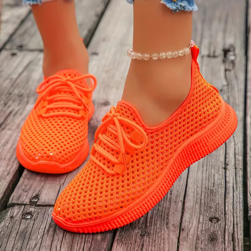 Dames lage sneakers: comfortabel, ademend, geweven design, veterschoenen, platte zool, veelkleurig, trendy.