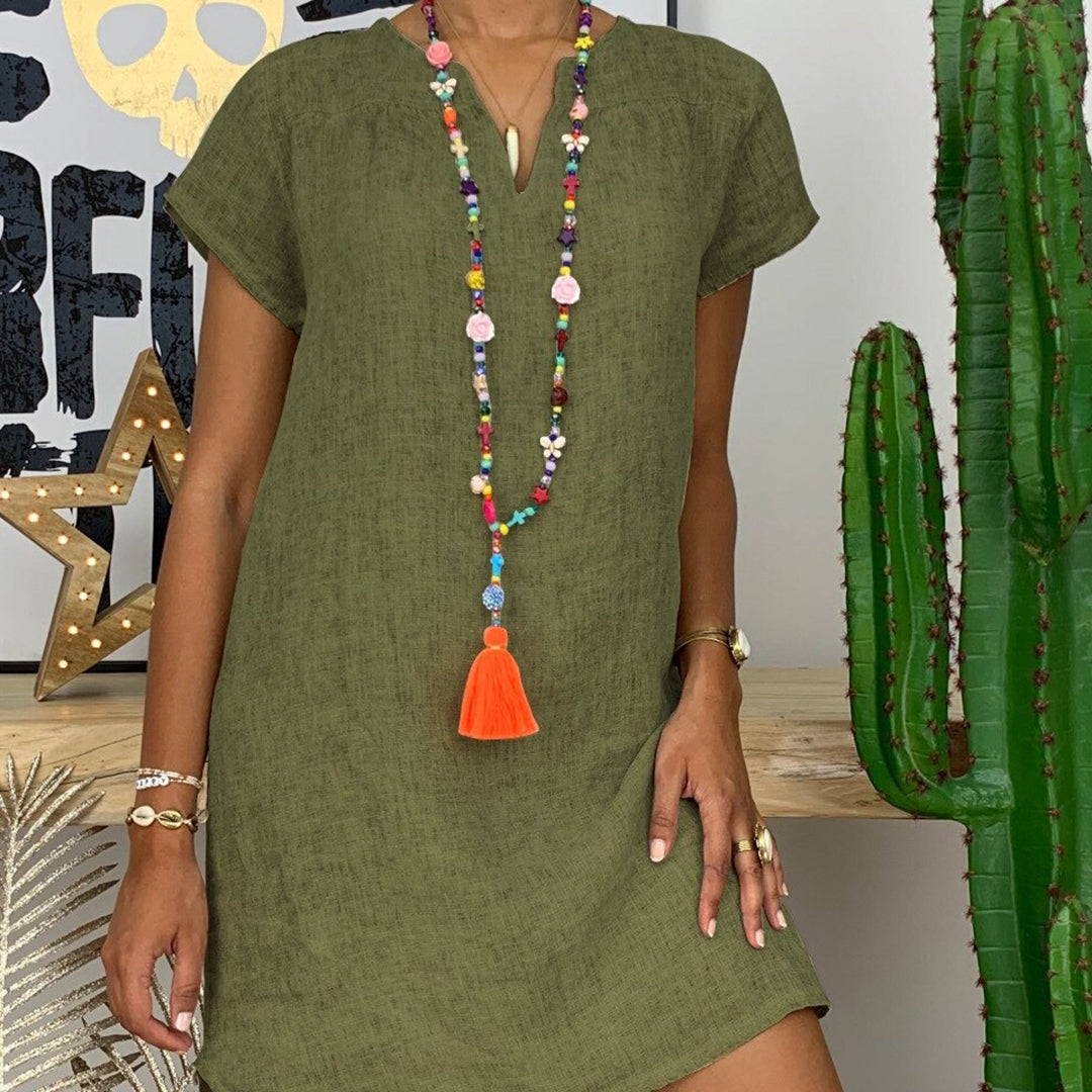 "Dames lange blousejurk van katoen, elegant design, ademend, perfect voor elke gelegenheid, stijlvolle silhouet."