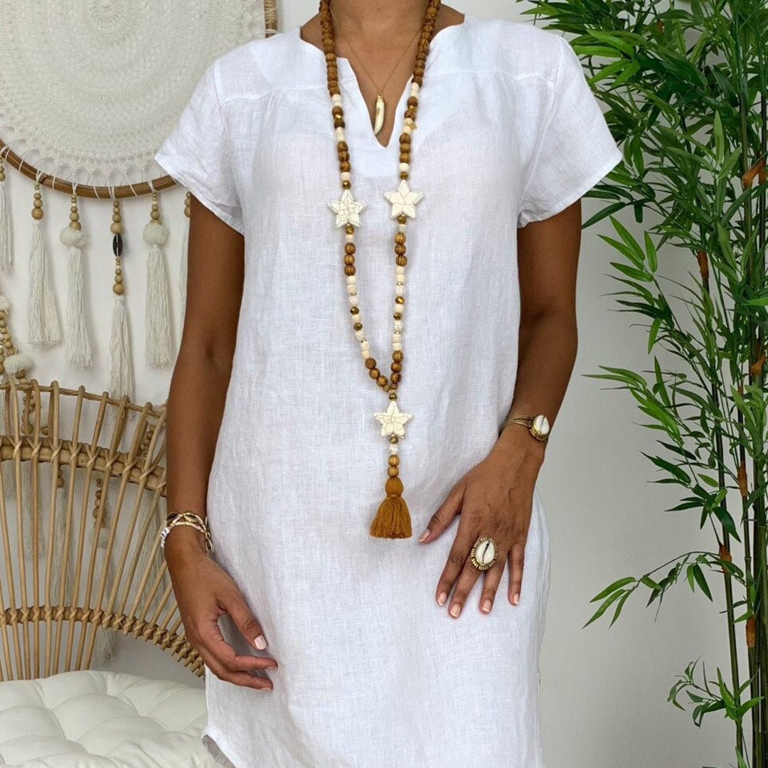 "Dames lange blousejurk van katoen, elegant design, ademend, perfect voor elke gelegenheid, stijlvolle silhouet."