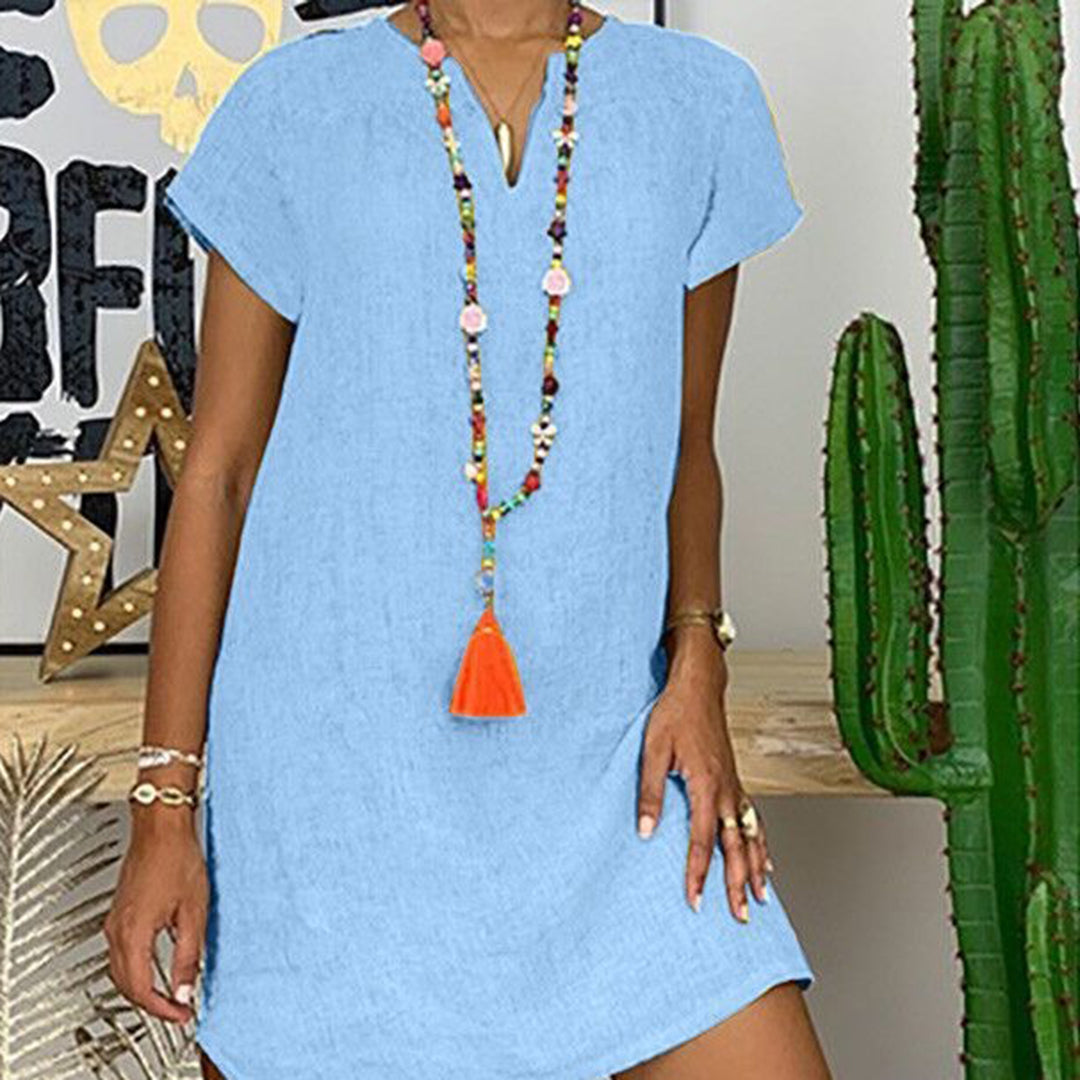 "Dames lange blousejurk van katoen, elegant design, ademend, perfect voor elke gelegenheid, stijlvolle silhouet."