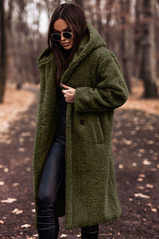Stijlvolle damesjas: beige teddy jas met capuchon, een must-have voor fashion en comfort.