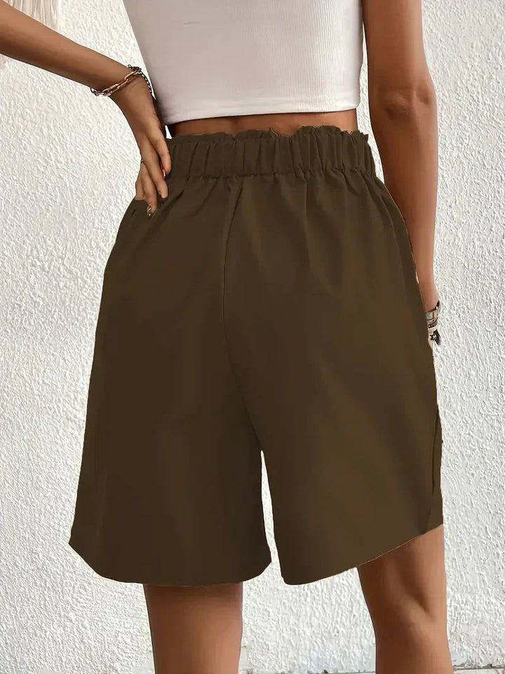 Dames linnen zomershorts met hoge taille, schuine zakken, lichtgewicht, ademend, perfect voor zomerse dagen.