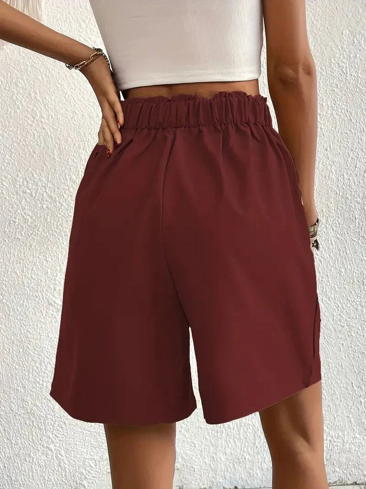Dames linnen zomershorts met hoge taille, schuine zakken, lichtgewicht, ademend, perfect voor zomerse dagen.
