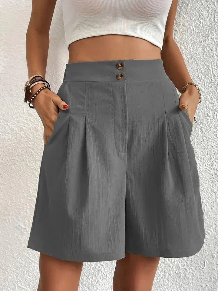 Dames linnen zomershorts met hoge taille, schuine zakken, lichtgewicht, ademend, perfect voor zomerse dagen.