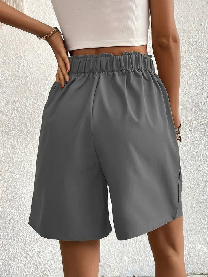 Dames linnen zomershorts met hoge taille, schuine zakken, lichtgewicht, ademend, perfect voor zomerse dagen.