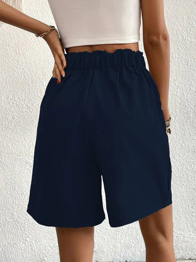 Dames linnen zomershorts met hoge taille, schuine zakken, lichtgewicht, ademend, perfect voor zomerse dagen.