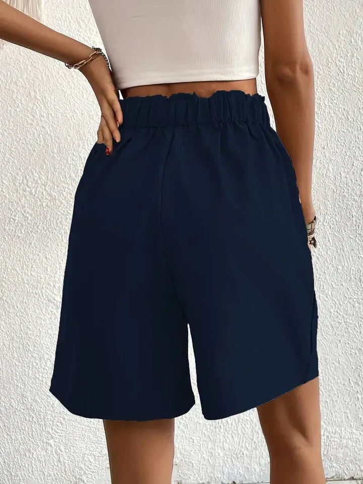 Dames linnen zomershorts met hoge taille, schuine zakken, lichtgewicht, ademend, perfect voor zomerse dagen.