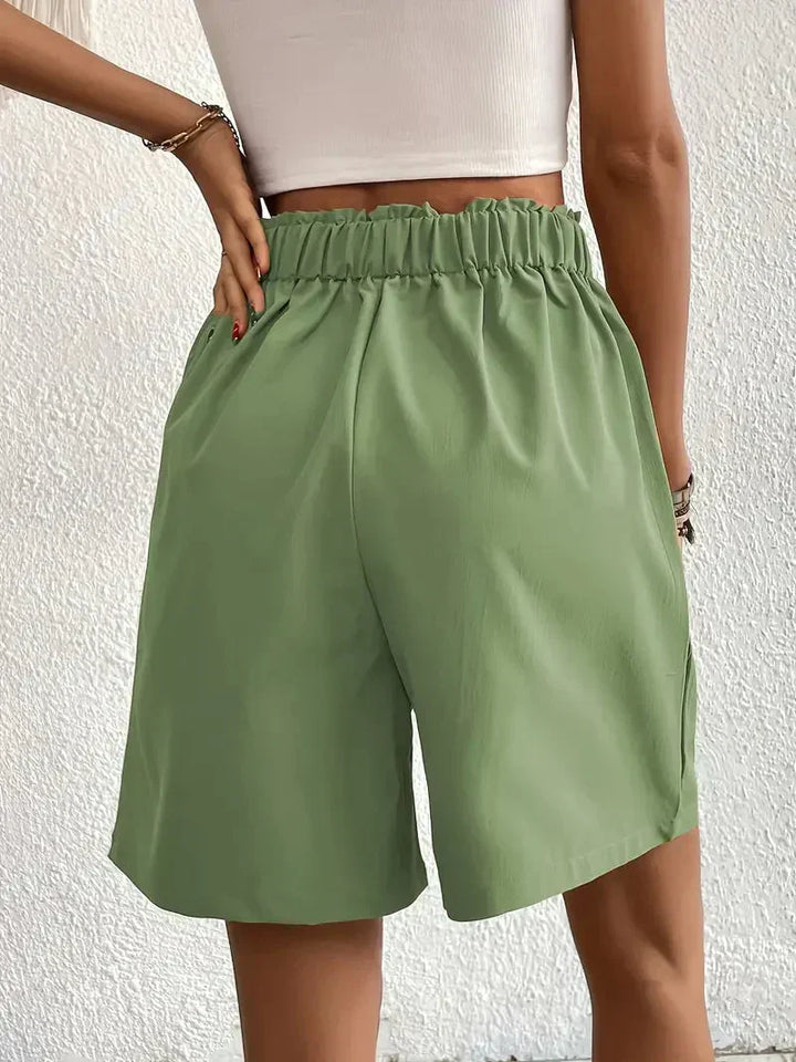 Dames linnen zomershorts met hoge taille, schuine zakken, lichtgewicht, ademend, perfect voor zomerse dagen.