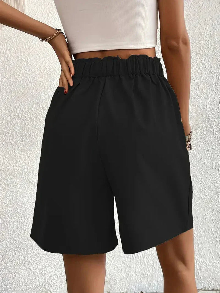 Dames linnen zomershorts met hoge taille, schuine zakken, lichtgewicht, ademend, perfect voor zomerse dagen.