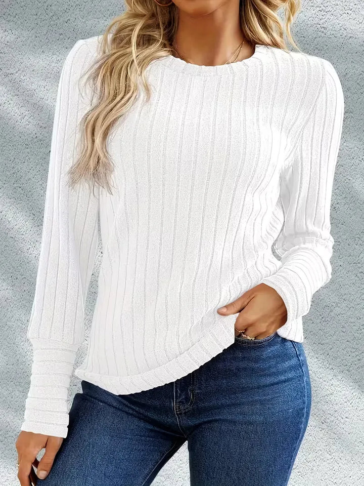 Dames longsleeve met ribstructuur, comfortabel en stijlvol voor dagelijks gebruik.
