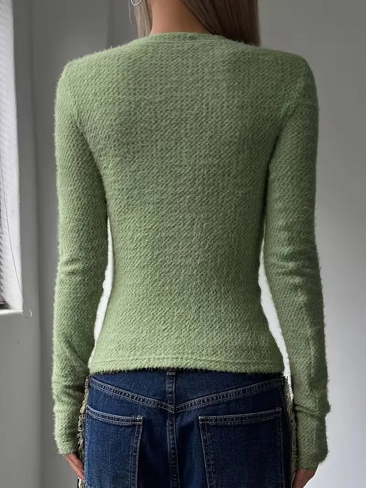 Comfortabele dames longsleeve voor thuis of onderweg.