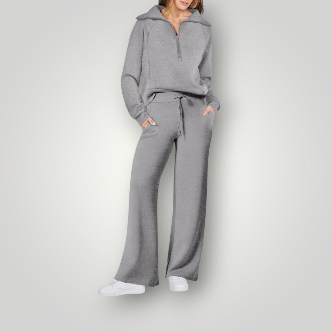 Dames loungewear set van zachte stof, comfortabel en stijlvol. Ideaal als casual huispak of vrijetijdskleding.
