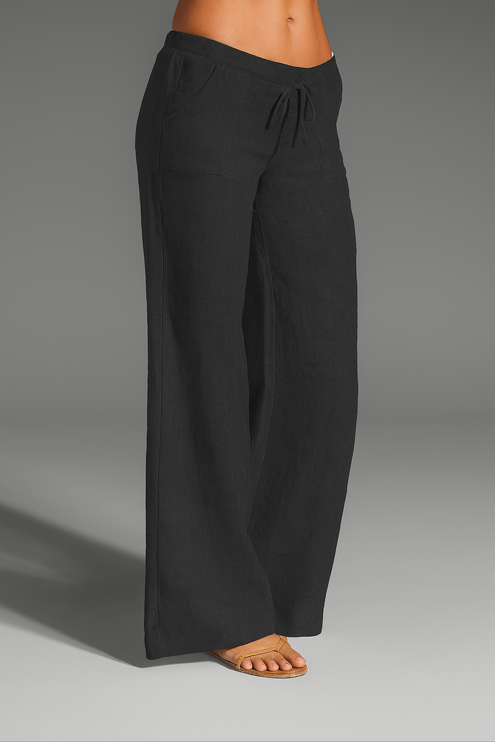 Comfortabele dames zomerbroek van luchtige stof, ideaal als strandbroek of casual zomerkleding.