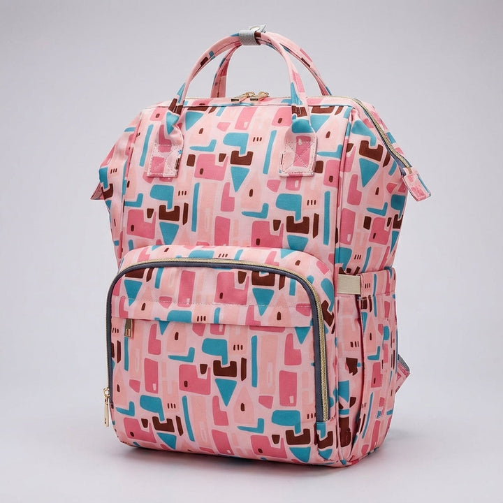 Stijlvolle dames luiertas rugzak met bloemenprint, ruime vakken voor alle babybenodigdheden.