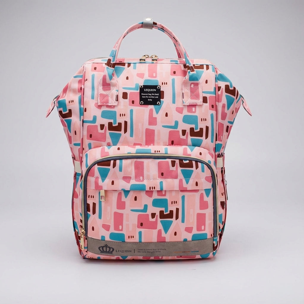 Duurzame polyester luiertas rugzak voor dames, comfortabel en draagbaar, met slimme opbergruimte.