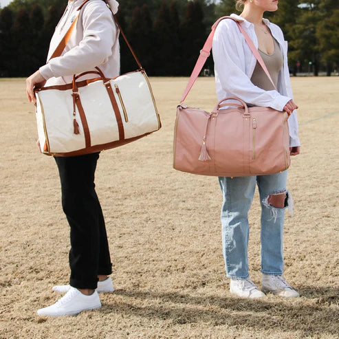 Luxe dames reistas voor stijlvol reizen; ruime weekender/duffelbag van veganleer, kreukvrij en praktisch.