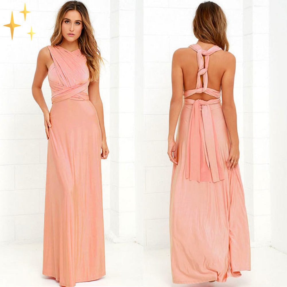 Stijlvolle dames feestjurk. Deze veelzijdige maxi wikkeljurk is ideaal voor avondjes uit en speciale gelegenheden.
