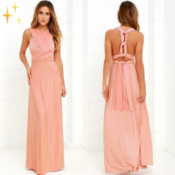 Stijlvolle dames feestjurk. Deze veelzijdige maxi wikkeljurk is ideaal voor avondjes uit en speciale gelegenheden.