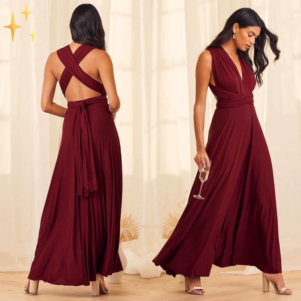 Modieuze dames maxi jurk, een veelzijdige wikkeljurk voor de zomer. Combineer casual of elegant naar keuze.