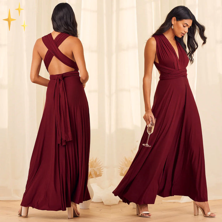 Modieuze dames maxi jurk, een veelzijdige wikkeljurk voor de zomer. Combineer casual of elegant naar keuze.