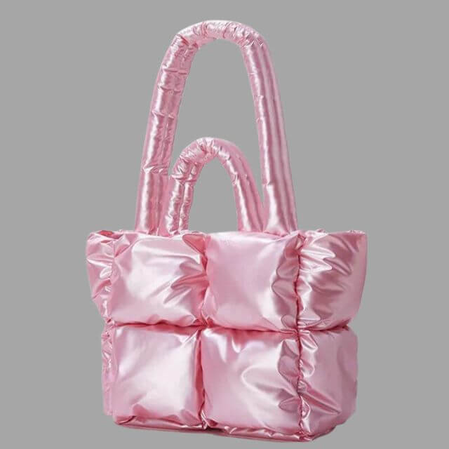 Chic metallic puffer tasje, draag het als schoudertas of crossbody, dames accessoire.