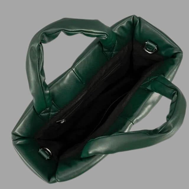 Veelzijdige metallic draagtas met puffer effect, dames tas voor dagelijks gebruik.