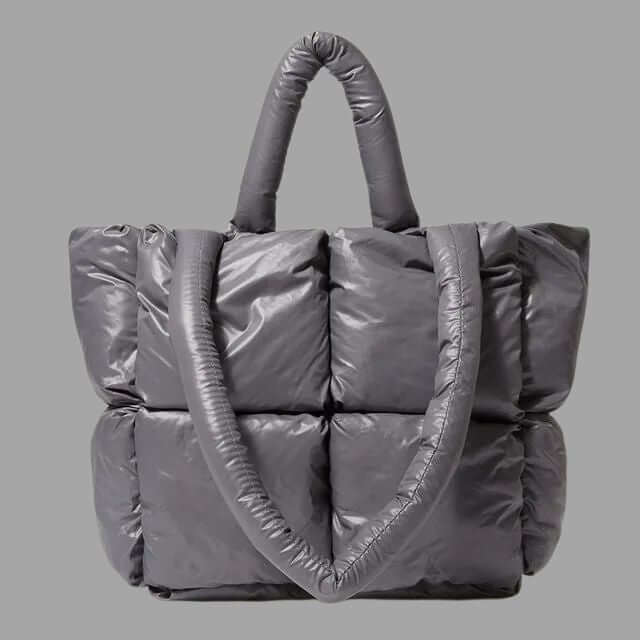 Dames metallic puffer tas, comfortabel en modieus, draagtas of schoudertas.