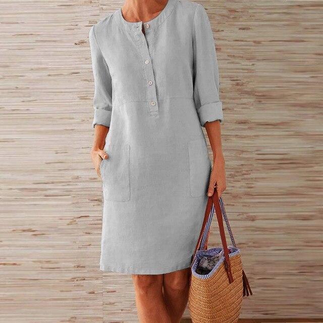 Midi-jurk voor dames, tijdloos elegant en luchtig comfort. Perfecte damesmode voor lente en zomer.