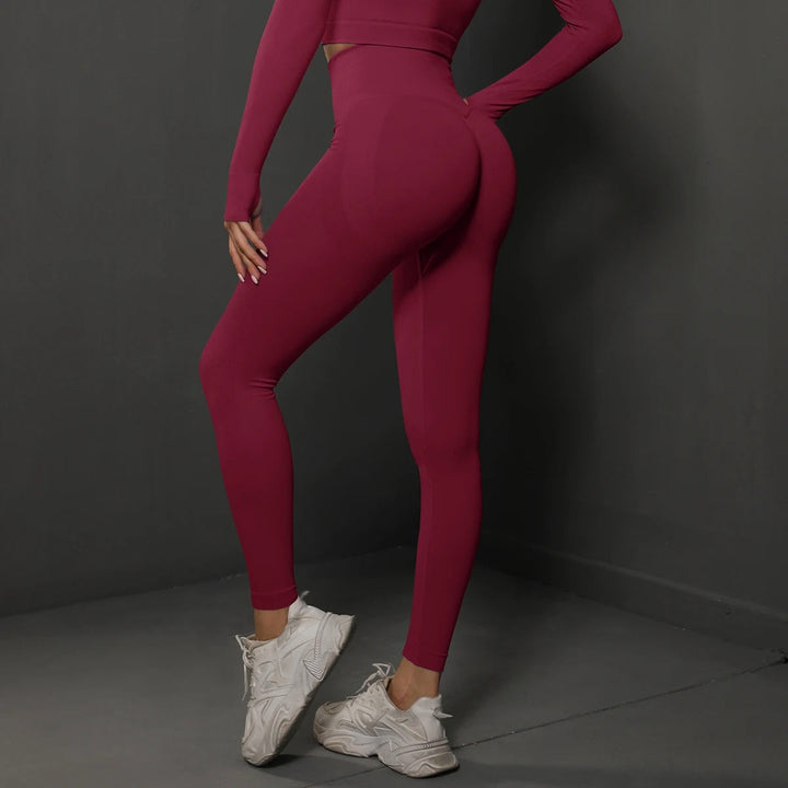 Stretch sportlegging voor dames, naadloos ontwerp met push-up effect, perfect voor elke workout. #fitnesslegging