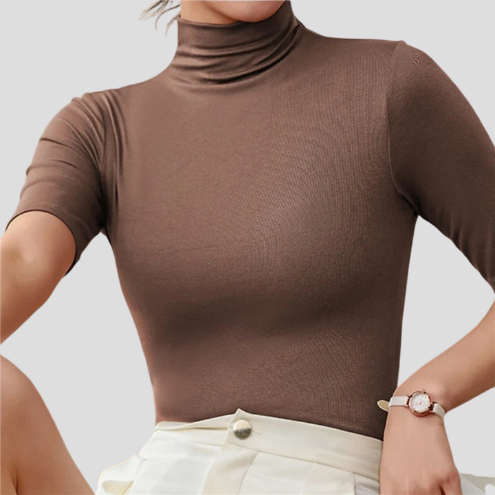 Dames naadloze ultradunne coltrui in het zwart, perfect voor laagjes in de wintermode.