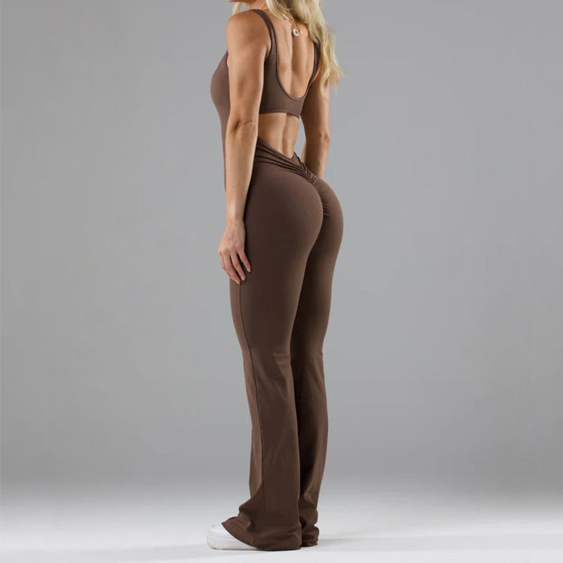 Dames naadloze yoga bodysuit met holle design; ultiem comfort en sportieve look.