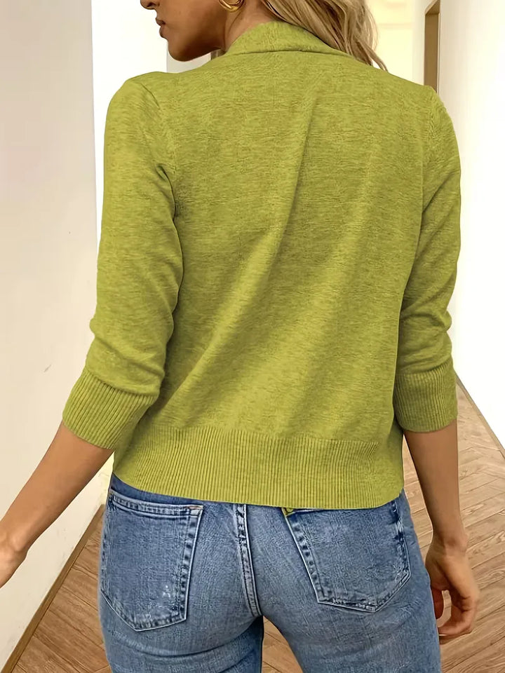 Perfecte lente cardigan: dames open-front met 3/4 mouwen, zacht en licht.