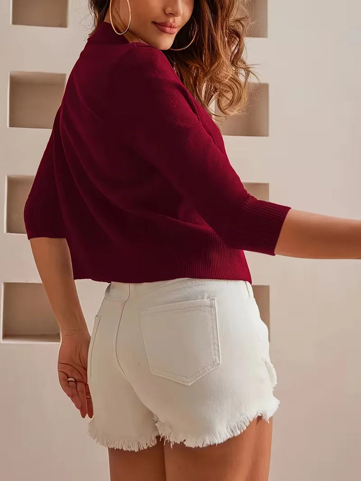 Elegante dameskleding: open-front cardigan, 3/4 mouwen, voor elke gelegenheid.