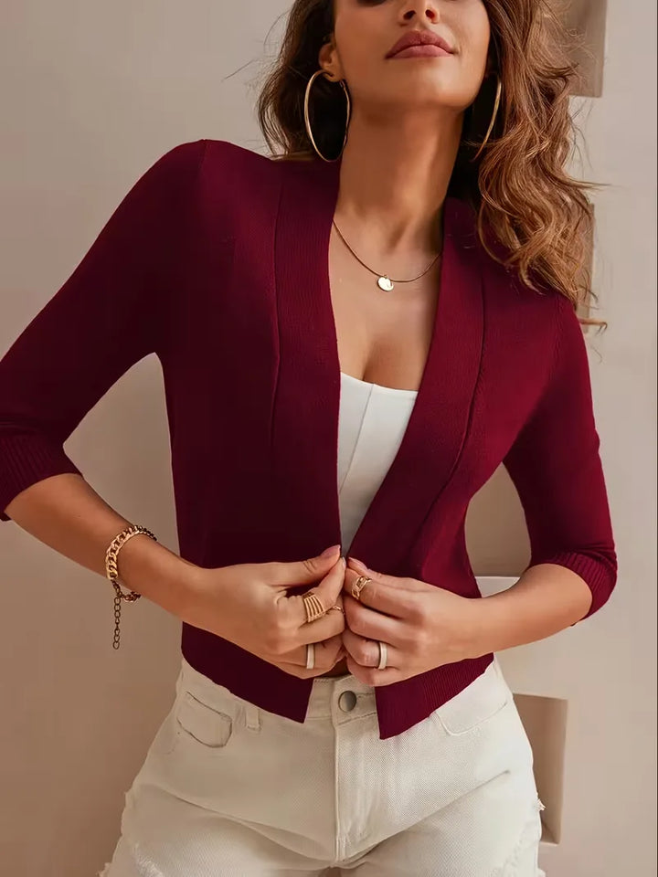 Veelzijdige dames cardigan, open-front design, 3/4 mouwen, voor zomerse dagen.