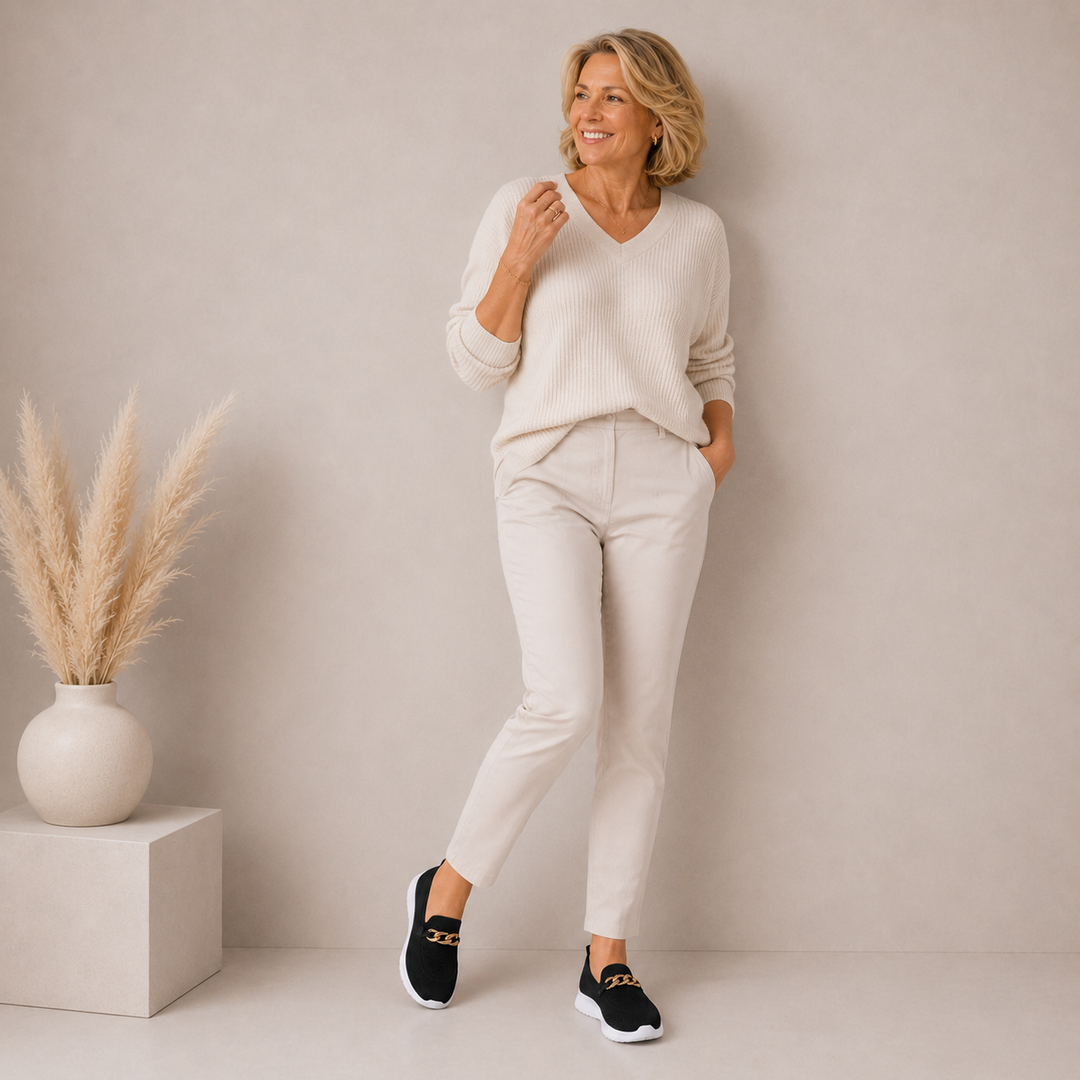 Set van ademende orthopedische dames instappers in beige, zwart en wit voor optimaal comfort.