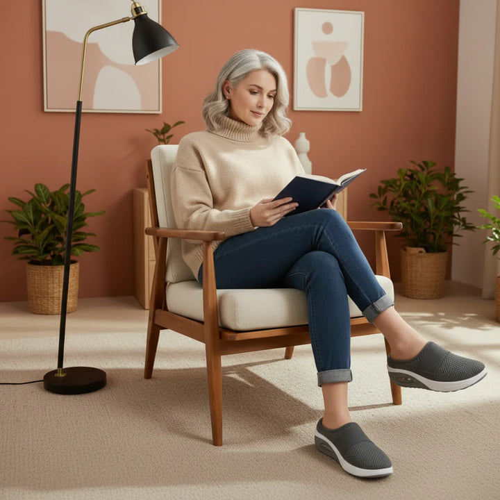 Lily dames schoenen: comfort instappers; orthopedische sandalen ideaal voor hielspoor en brede voeten.
