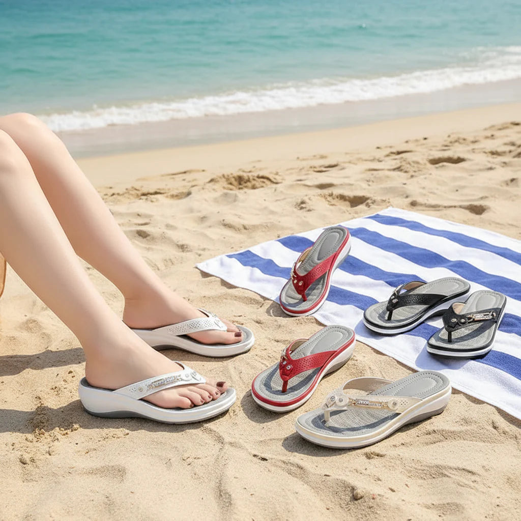 Comfortabele orthopedische dames slippers Fleur met zachte zool, voor optimale voetondersteuning en ontspanning.