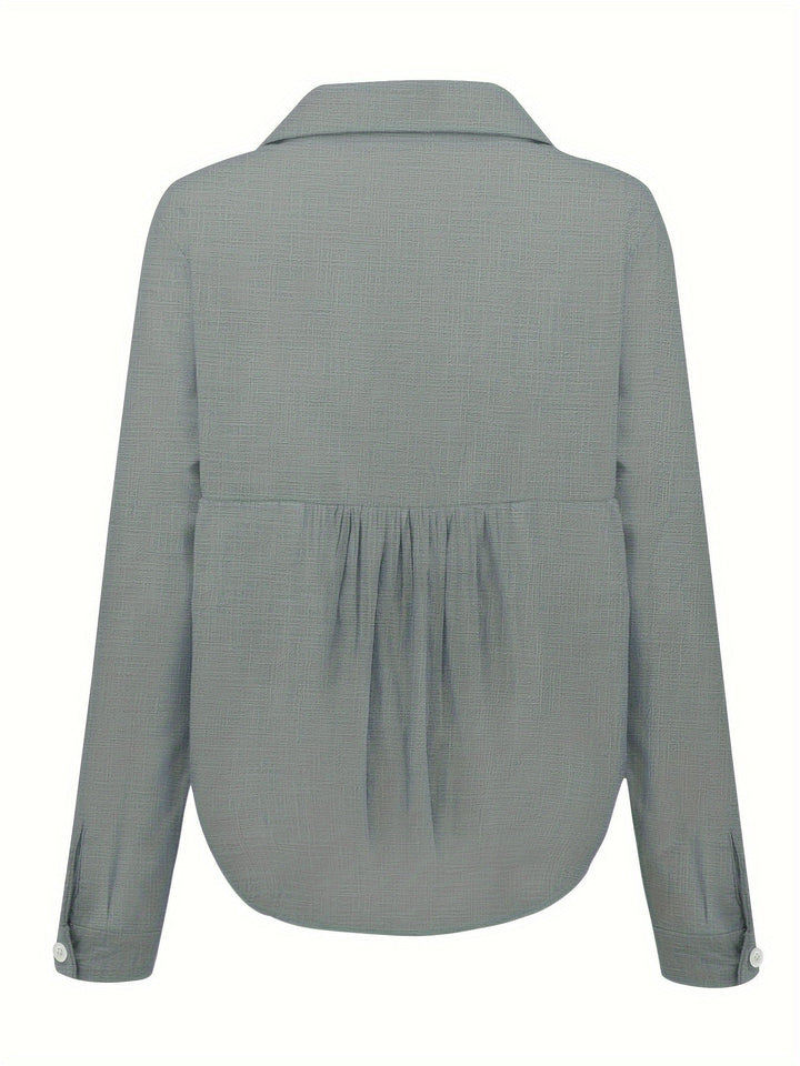 Elegant dames overhemd met lange mouwen, knoopsluiting. Veelzijdige blouse, perfect voor een casual of chique lente/zomer outfit.