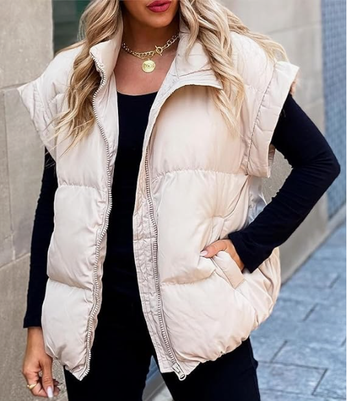 Dames oversized bodywarmer Cléo, stijlvol puffer gilet voor trendy laagjes over winterkleding.