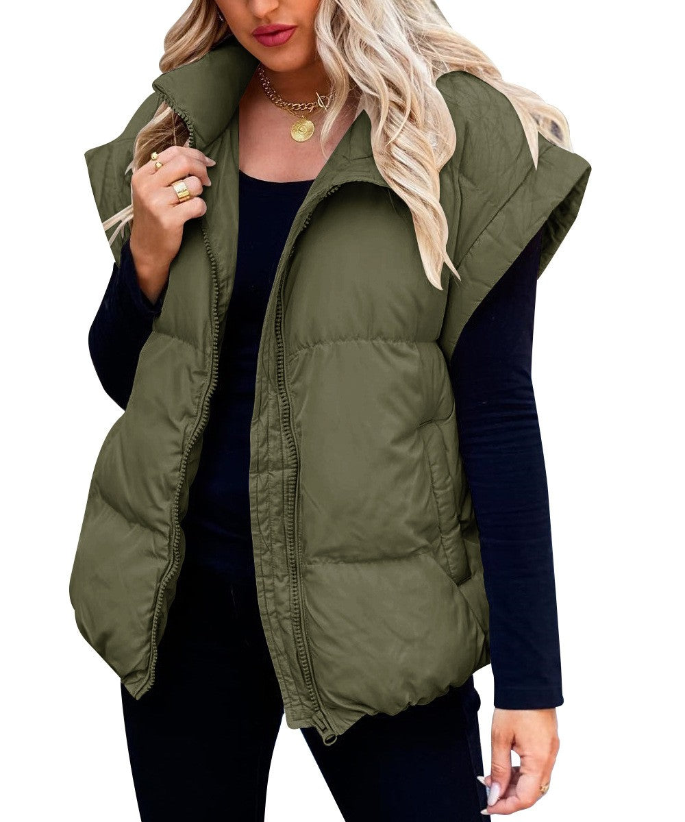 Trendy oversized dames bodywarmer Cléo, perfect voor warme laagjes in herfst- en winter outfits.