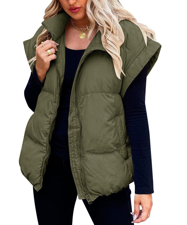 Trendy oversized dames bodywarmer Cléo, perfect voor warme laagjes in herfst- en winter outfits.